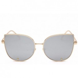 Cat Eye Women UV400 Mirror Cat eye Sunglasses Lady Sport Driving Glasses Eyewear - Gold Silver - CE182ZLR6ED $9.46