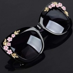 Cat Eye 2020 Luxury Queen Cat Eye Sunglasses for Women Rose Flower Vintage Girls Oversize Design Women Sun glasses - C7 - CR1...