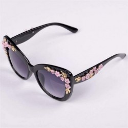 Cat Eye 2020 Luxury Queen Cat Eye Sunglasses for Women Rose Flower Vintage Girls Oversize Design Women Sun glasses - C7 - CR1...