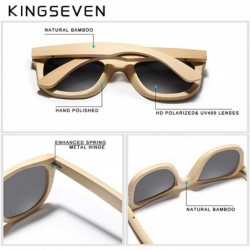 Square Genuine Full bamboo sunglasses square polarized UV400 - Red - CJ18ZSUAY3N $24.82