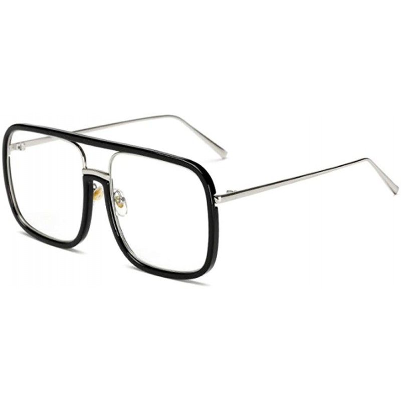 Goggle Oversized Square Frame Men and Women Fashion Flat Mirror Non-prescription Resistance to Radiation Eyeglasses - C218LYR...