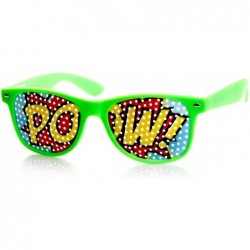 Wayfarer POW Art Mesh Lens Classic Colorful Horn Rimmed Poker Face POW Sunglasses (Green) - CF11EFVSWUR $9.29