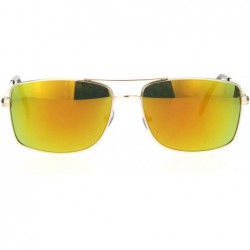 Rectangular Mens Rectangular Racer Officer Pilots Metal Rim Agent Sunglasses - Gold Orange Mirror - C618OZ58LGL $19.37