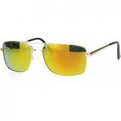 Rectangular Mens Rectangular Racer Officer Pilots Metal Rim Agent Sunglasses - Gold Orange Mirror - C618OZ58LGL $10.47