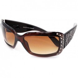 Wayfarer Wayfarer Rhinestone Sunglasses For Women Western UV 400 Protection Shades With Bling - Coffee-tooled - CV19CDRZRZ8 $...
