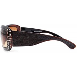 Wayfarer Wayfarer Rhinestone Sunglasses For Women Western UV 400 Protection Shades With Bling - Coffee-tooled - CV19CDRZRZ8 $...