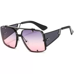 Square 2020 new trend fashion metal sunglasses men and women hot sunglasses - Grey Pink - C01905DYWO3 $24.26
