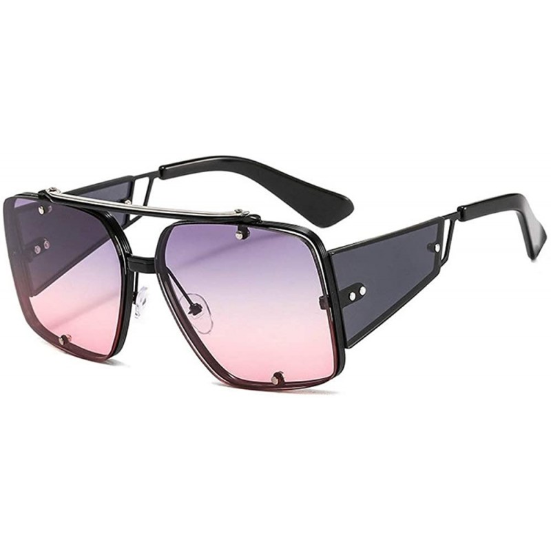 Square 2020 new trend fashion metal sunglasses men and women hot sunglasses - Grey Pink - C01905DYWO3 $15.08