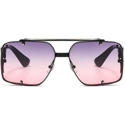 Square 2020 new trend fashion metal sunglasses men and women hot sunglasses - Grey Pink - C01905DYWO3 $15.08