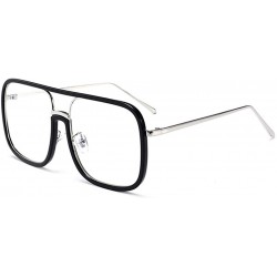 Goggle Oversized Square Frame Men and Women Fashion Flat Mirror Non-prescription Resistance to Radiation Eyeglasses - C218LYR...
