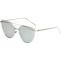 Oval UV Protection Sunglasses for Women Men Full rim frame Square Mirrored Lens Metal Frame Sunglass - A - CU190394EDK $20.76