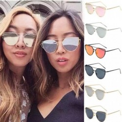 Oval UV Protection Sunglasses for Women Men Full rim frame Square Mirrored Lens Metal Frame Sunglass - A - CU190394EDK $8.30