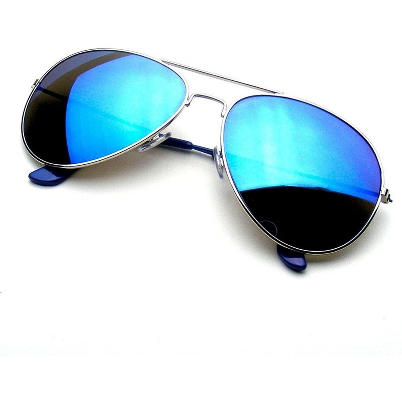 Aviator Unisex Tinted Mirrored Lenses Metal Frame Lightweight Aviator Sunglasses - Spring Hinge - Gold - CM18E86Q8EM $12.55