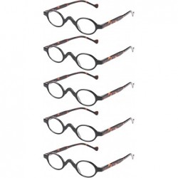 Round 3 Pairs Cute Small Round Plastic Spring Heeled Magnifying Reading Glasses - 5 Pairs Value Pack in Leopard - CJ18ZYUARS3...