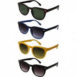 Square Retro Plastic Horned Rim Sunglasses w/Gradient Lens 540861-AP - Matte Blue - CI12NEW64FQ $9.61