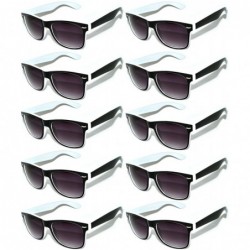 Wayfarer New Retro Vintage Two - Tone Sunglasses Smoke Lens 10 Pack Many Colors OWL - 10_pack_2tone_white - CK127GQ04DZ $39.70