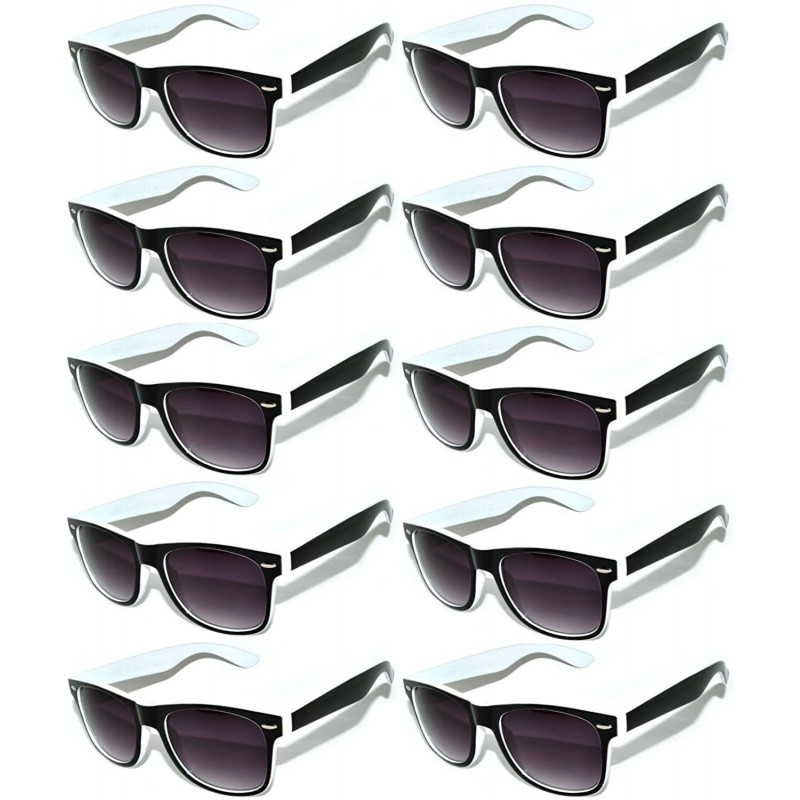 Wayfarer New Retro Vintage Two - Tone Sunglasses Smoke Lens 10 Pack Many Colors OWL - 10_pack_2tone_white - CK127GQ04DZ $21.21