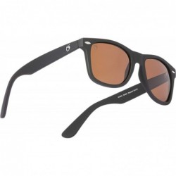Wayfarer Polarized Classic Style Sunglasses for Men and Women - Black - Amber - CR18QRUL774 $23.48