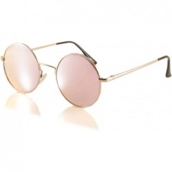 Cat Eye Single or 2 Pack Pink Mirrored Flat Lens Sunglasses Women - Silver/ Round - CU18904RTU3 $23.96