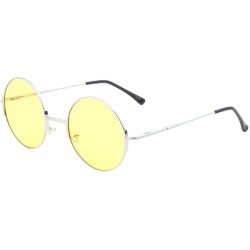 Round Geometric Sunglasses Flat Lens Metal Cut-Out Accent Corners Runway Fashion - Yellow-52 - C617YAEYG56 $20.39