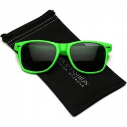 Rectangular Iconic Horn Rimmed Classic Sunglasses - Bright Neon Colors - Green - CF12NSD3WK1 $20.13