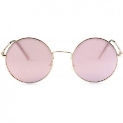 Cat Eye Single or 2 Pack Pink Mirrored Flat Lens Sunglasses Women - Silver/ Round - CU18904RTU3 $13.55