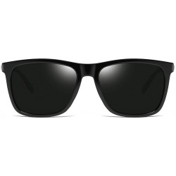 Square Sunglasses Unisex Polarized UV Protection Fishing and Outdoor Driving Glasses Retro Square Frame Classic - Black - CH1...