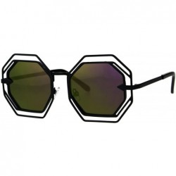 Rectangular Womens Victorian Geometric Art Deco Metal Rim Octagon Color Mirror Sunglasses - Black Purple - C618499CENQ $24.26