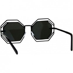 Rectangular Womens Victorian Geometric Art Deco Metal Rim Octagon Color Mirror Sunglasses - Black Purple - C618499CENQ $14.81