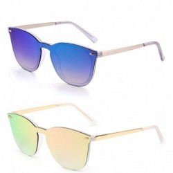 Oversized Trendy Rimless Sunglasses Mirror Reflective Sun Glasses for Women Men - 2 Pack (Green + Pink) - CD189O29K02 $23.77