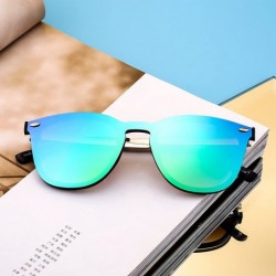 Oversized Trendy Rimless Sunglasses Mirror Reflective Sun Glasses for Women Men - 2 Pack (Green + Pink) - CD189O29K02 $23.77