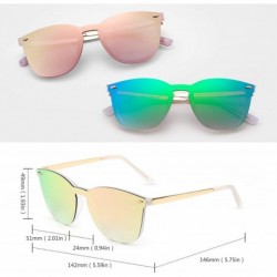 Oversized Trendy Rimless Sunglasses Mirror Reflective Sun Glasses for Women Men - 2 Pack (Green + Pink) - CD189O29K02 $23.77