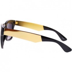 Square Retro Modern Sunglasses Thick Square Frame Bold Metal Accent - Black Gold - C711NIERRD5 $10.66
