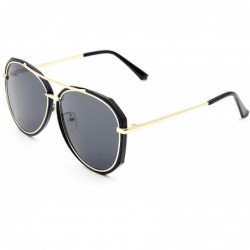 Aviator Fashion Aviator Gradient Lens Sunglasses for Women Man Wrap Around Sparkle Frame Sun Glasses - Black - C318WOEDMNE $1...