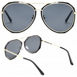 Aviator Fashion Aviator Gradient Lens Sunglasses for Women Man Wrap Around Sparkle Frame Sun Glasses - Black - C318WOEDMNE $8.10