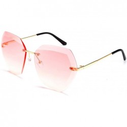 Oversized Women Oversized Rimless Sunglasses Diamond Cutting Lens Sun Glasses B2569 - Pink - CB194XEOWRR $25.82