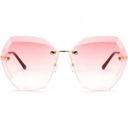 Oversized Women Oversized Rimless Sunglasses Diamond Cutting Lens Sun Glasses B2569 - Pink - CB194XEOWRR $10.82
