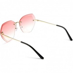 Oversized Women Oversized Rimless Sunglasses Diamond Cutting Lens Sun Glasses B2569 - Pink - CB194XEOWRR $10.82