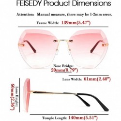 Oversized Women Oversized Rimless Sunglasses Diamond Cutting Lens Sun Glasses B2569 - Pink - CB194XEOWRR $10.82