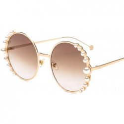 Sport Round Frame Pearl Sunglasses Fashion Lady Sunglasses Metal Glasses - 7 - CC190S3OIDD $61.98