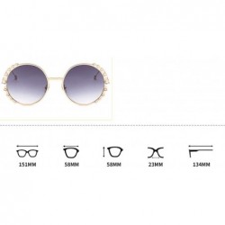 Sport Round Frame Pearl Sunglasses Fashion Lady Sunglasses Metal Glasses - 7 - CC190S3OIDD $24.15