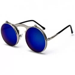 Round Vintage Steampunk Flip Sunglasses Retro Round Metal Frame Sun Glasses Men Women Brand Designer Circle Oculos - CE198563...