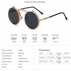 Round Vintage Steampunk Flip Sunglasses Retro Round Metal Frame Sun Glasses Men Women Brand Designer Circle Oculos - CE198563...