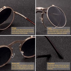 Round Vintage Steampunk Flip Sunglasses Retro Round Metal Frame Sun Glasses Men Women Brand Designer Circle Oculos - CE198563...