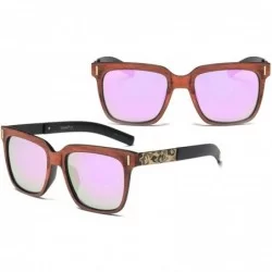 Square Unisex UV Protection Polarized Vintage Woodlike Frame Sunglasses For Men/Women - Dull Pink/Purple - C2199UDLNDY $31.20