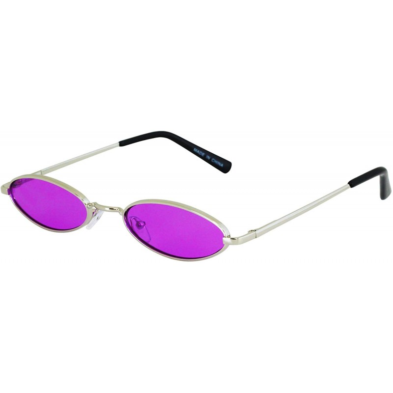 Oval Small Tiny Oval Vintage Sunglasses for Women Metal Frames Designer Gothic Glasses - Purple - CW18UDDHG4S $11.69