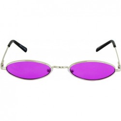 Oval Small Tiny Oval Vintage Sunglasses for Women Metal Frames Designer Gothic Glasses - Purple - CW18UDDHG4S $11.69