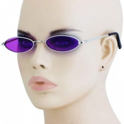 Oval Small Tiny Oval Vintage Sunglasses for Women Metal Frames Designer Gothic Glasses - Purple - CW18UDDHG4S $11.69
