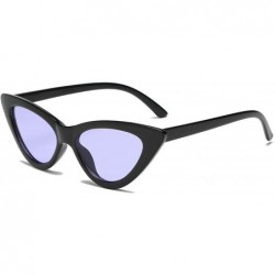 Aviator Retro Vintage Narrow Cat Eye Sunglasses for Women Clout Goggles Plastic Frame - Black Tinted Purple - C518ULMKQNL $18.06