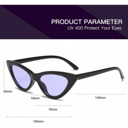 Aviator Retro Vintage Narrow Cat Eye Sunglasses for Women Clout Goggles Plastic Frame - Black Tinted Purple - C518ULMKQNL $7.97